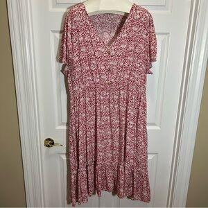 BloomChic Red and White Floral Vneck Dress